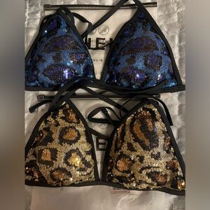 Bundle Two Sequin Cheetah Bikini Tops